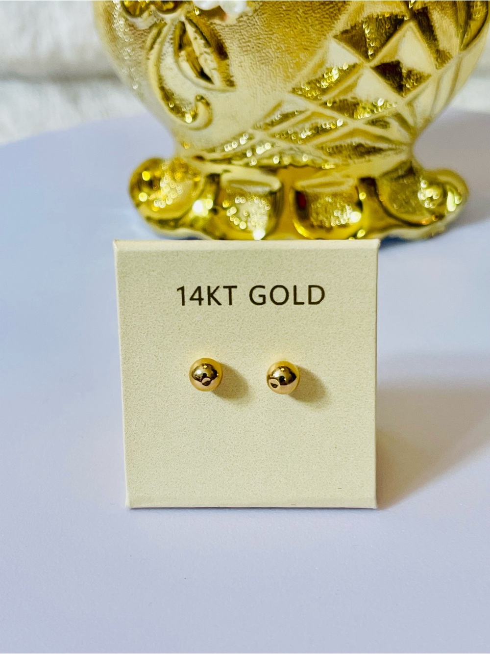 Genuine 14KT Gold Ball Stud Earrings - Classic Gold